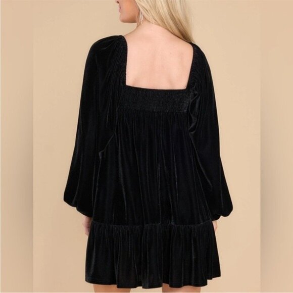 Aura Black Velvet  Regency Gothic Babydoll Mini Dress Size Medium - Picture 15 of 16